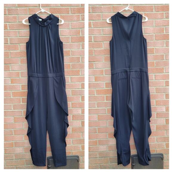 Halston Heritage Sleeveless Mock-Neck Ruffled Jumpsuit size 8 - Picture 2 of 5
